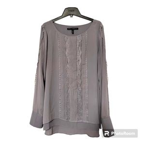 Exquisite White House Black Market Grey Tunic Size 12
